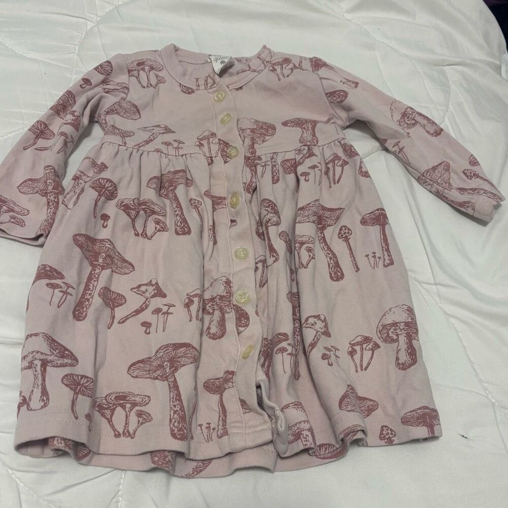 Kate Quinn Pink Mushroom Print Kids Dress